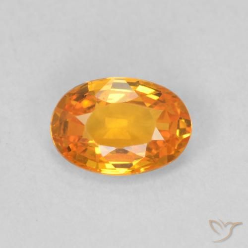 0.60ct Натуральный Абрикос Апельсин Сапфир, Овал, Чистота VVS