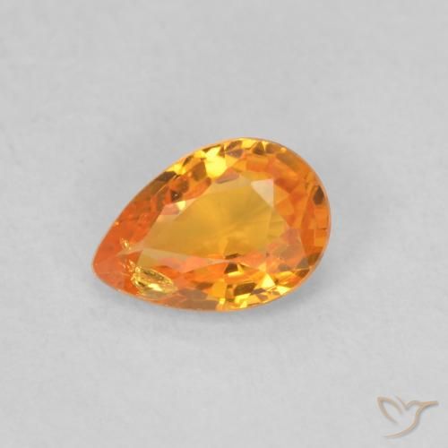 0.51ct Натуральный Абрикос Апельсин Сапфир, Форма груши, Чистота VS