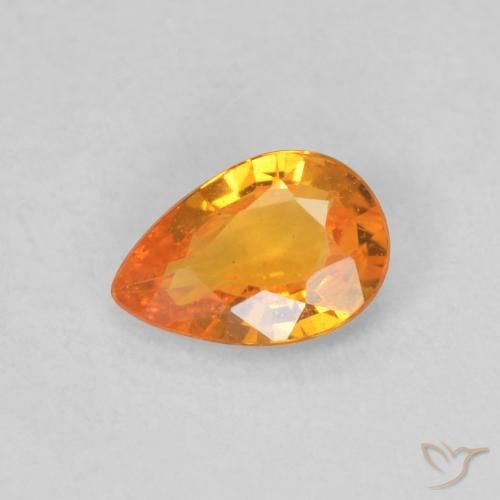 0.44ct Натуральный Абрикос Апельсин Сапфир, Форма груши, Чистота VS