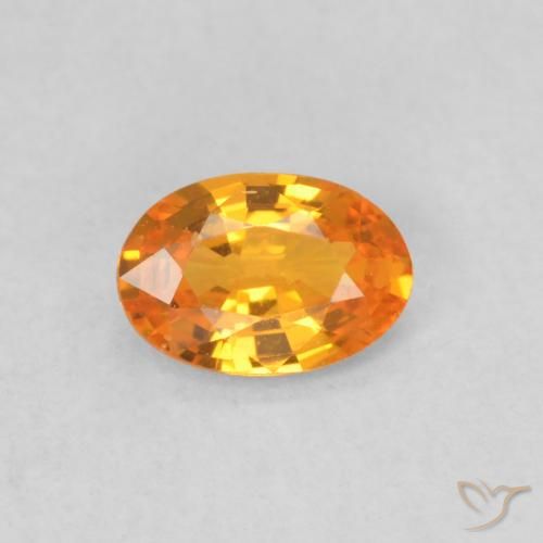 0.47ct Натуральный Ярко-оранжевый Сапфир, Овал, Чистота VS