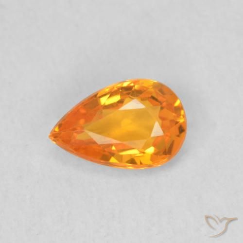 0.52ct Натуральный Ярко-оранжевый Сапфир, Форма груши, VVS-VS