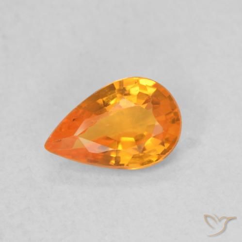 0.48ct Натуральный Ярко-оранжевый Сапфир, Форма груши, VVS-VS