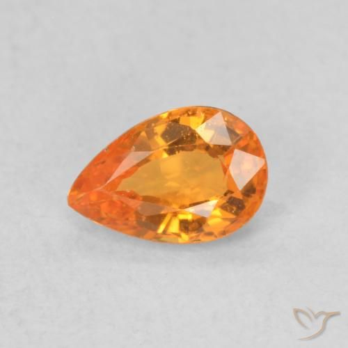 0.56ct Натуральный Ярко-оранжевый Сапфир, Форма груши, VVS-VS