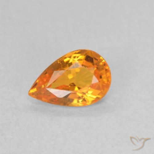 0.52ct Натуральный Ярко-оранжевый Сапфир, Форма груши, VVS-VS