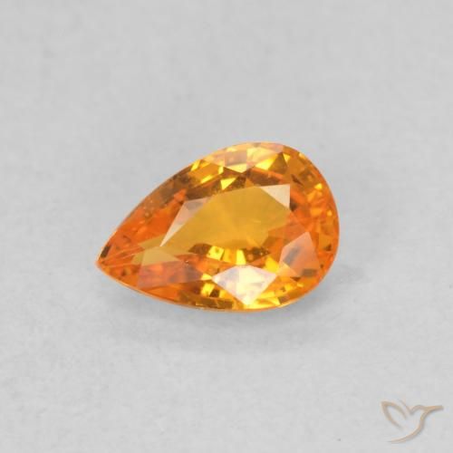 0.53ct Натуральный Ярко-оранжевый Сапфир, Форма груши, VVS-VS