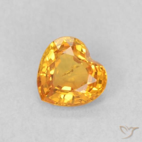 0.44ct Натуральный Ярко-оранжевый Сапфир, Сердце, Чистота VS