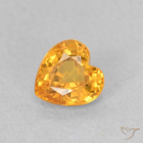 0.50ct Натуральный Ярко-оранжевый Сапфир, Сердце, Чистота VS