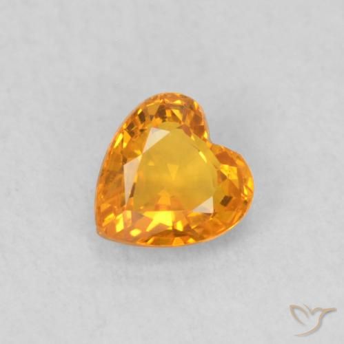 0.41ct Натуральный Ярко-оранжевый Сапфир, Сердце, Чистота VS