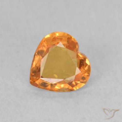 0.42ct Натуральный Ярко-оранжевый Сапфир, Сердце, Чистота VS