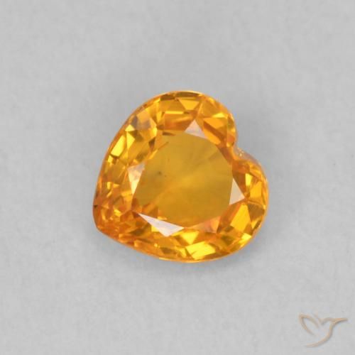 0.44ct Натуральный Медово-оранжевый Сапфир, Сердце, Чистота VS