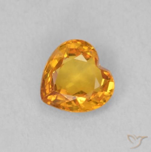 0.43ct Натуральный Абрикос Апельсин Сапфир, Сердце, Чистота VS
