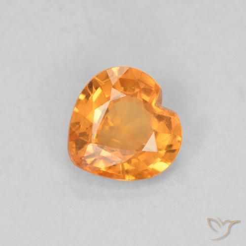 0.37ct Натуральный Интенсивный апельсин Сапфир, Сердце, Чистота VS