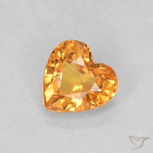 0.49ct Натуральный Ярко-оранжевый Сапфир, Сердце, Чистота VS