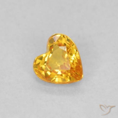 0.34ct Натуральный Ярко-оранжевый Сапфир, Сердце, Чистота VS