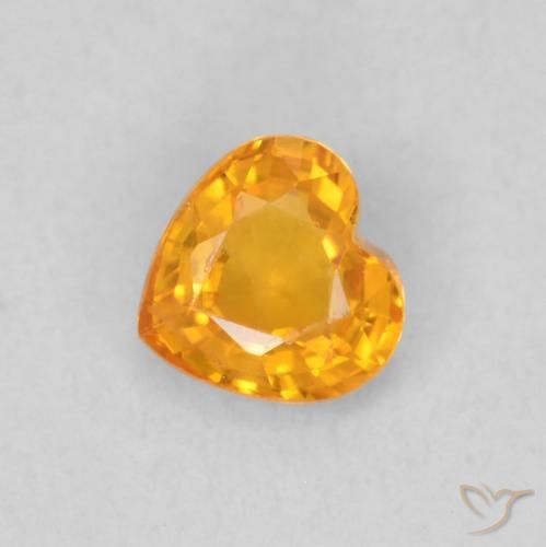 0.44ct Натуральный Ярко-оранжевый Сапфир, Сердце, Чистота VS