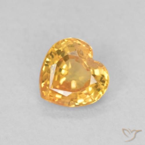0.43ct Натуральный Светло-оранжево-золотой Сапфир, Сердце, Чистота VS