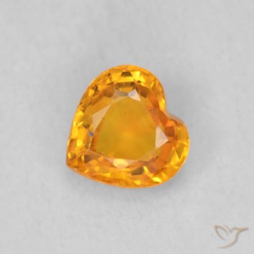 0.48ct Натуральный Ярко-оранжевый Сапфир, Сердце, Чистота VS