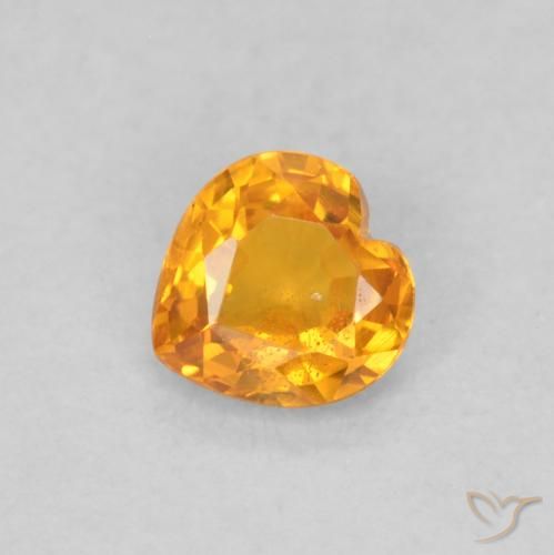 0.40ct Натуральный Интенсивный апельсин Сапфир, Сердце, Чистота VS