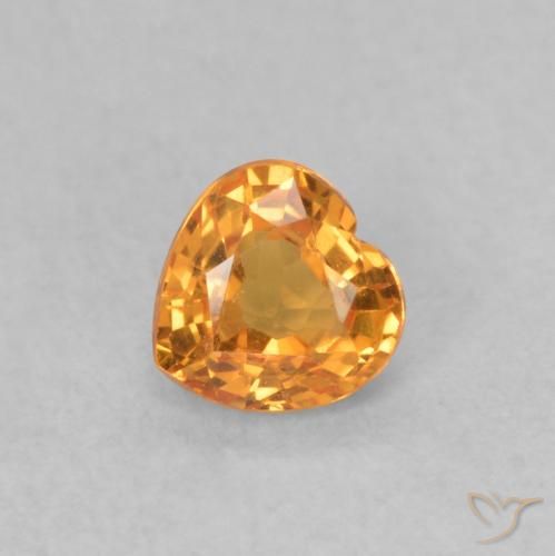 0.40ct Натуральный Абрикос Апельсин Сапфир, Сердце, Чистота VS