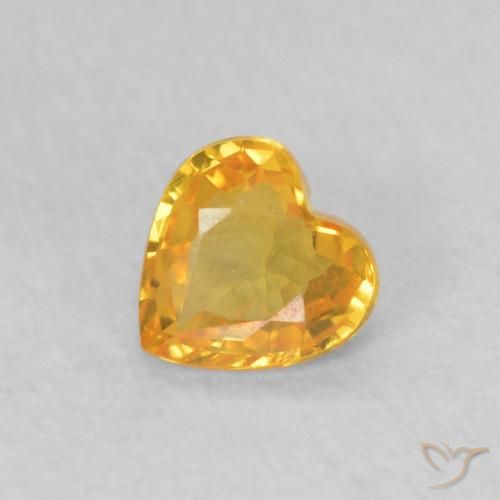 0.41ct Натуральный Оранжево-золотой Сапфир, Сердце, Чистота VS