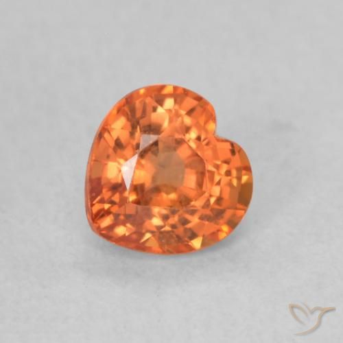 0.53ct Натуральный Огонь Оранжевый Сапфир, Сердце, Чистота VS