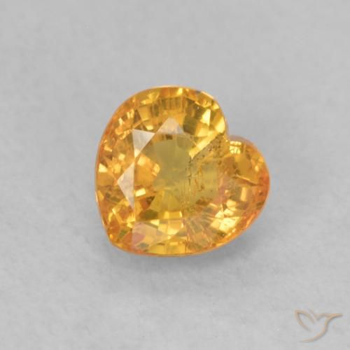 0.54ct Натуральный Ярко-оранжевый Сапфир, Сердце, Чистота VS