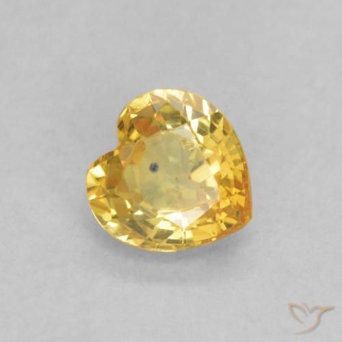 0.49ct Натуральный Золотой Сапфир, Сердце, Чистота VS