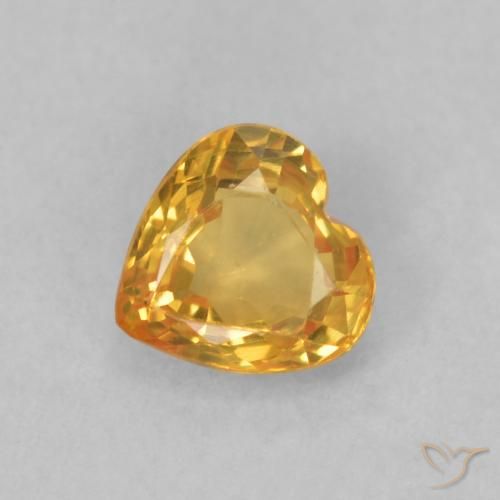0.46ct Натуральный Оранжево-золотой Сапфир, Сердце, VVS-VS