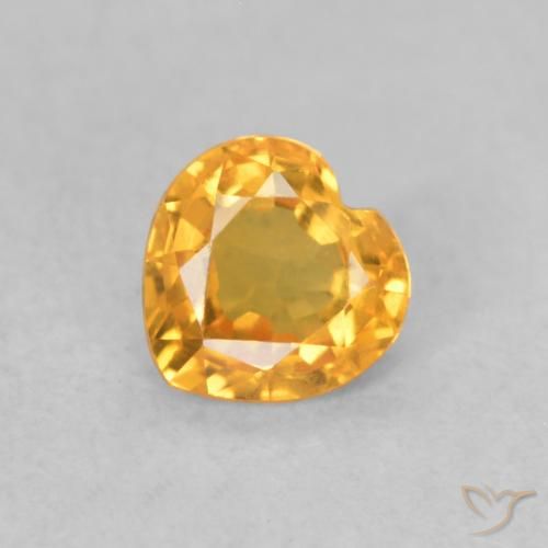 0.40ct Натуральный Оранжево-золотой Сапфир, Сердце, VVS-VS