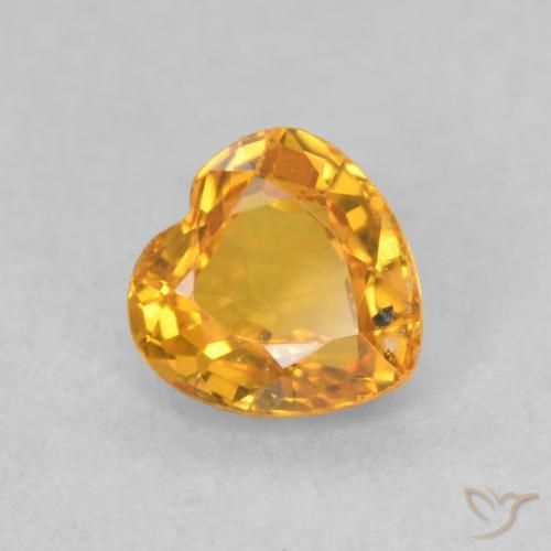 0.51ct Натуральный Темно-оранжево-золотой Сапфир, Сердце, VVS-VS