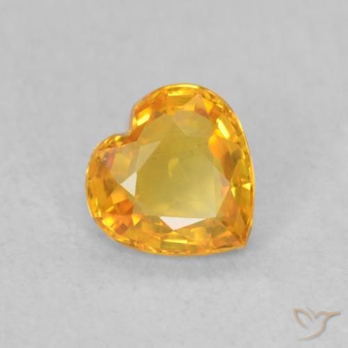 0.40ct Натуральный Оранжево-золотой Сапфир, Сердце, VVS-VS