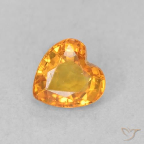 0.39ct Натуральный Абрикос Апельсин Сапфир, Сердце, Чистота VS