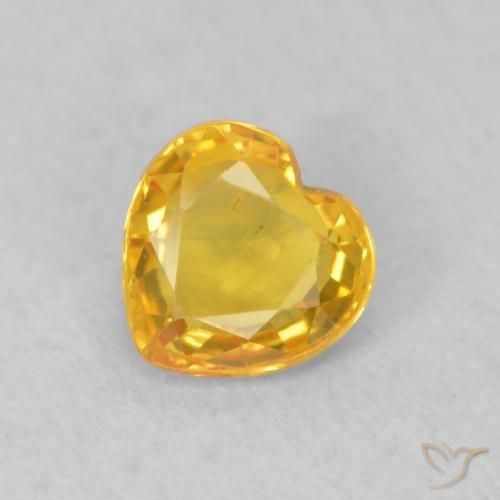 0.46ct Натуральный Золотисто-Апельсиновый Сапфир, Сердце, Чистота VS
