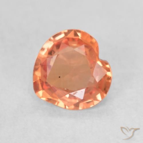 0.41ct Натуральный Ярко-оранжевый красный Сапфир, Сердце, Чистота VVS