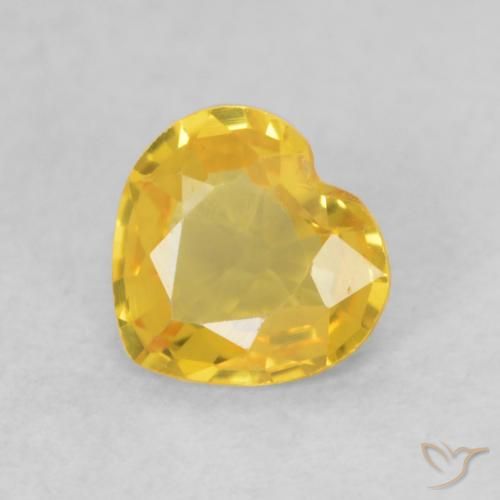 0.39ct Натуральный Золотисто-Апельсиновый Сапфир, Сердце, VVS-VS