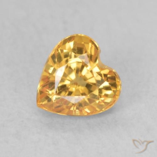 0.53ct Натуральный Оранжево-золотой Сапфир, Сердце, VVS-VS