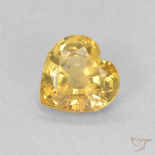 0.39ct Натуральный Золотой Сапфир, Сердце, Чистота VS