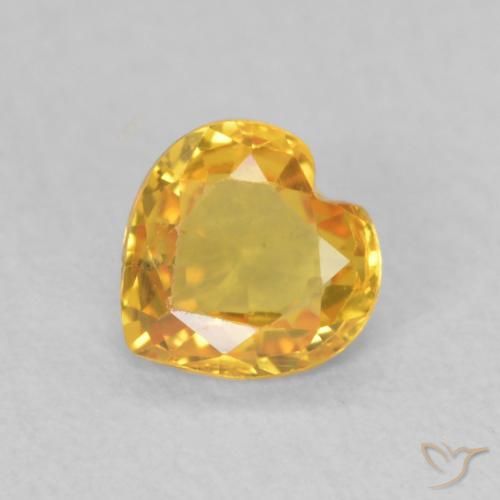 0.38ct Натуральный Золотой Сапфир, Сердце, Чистота VS