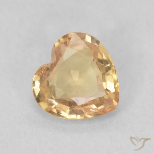 0.48ct Натуральный Светло-персиково-золотой Сапфир, Сердце, Чистота VS