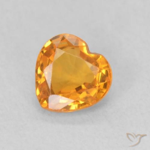 0.44ct Натуральный Золотой Сапфир, Сердце, Чистота VS