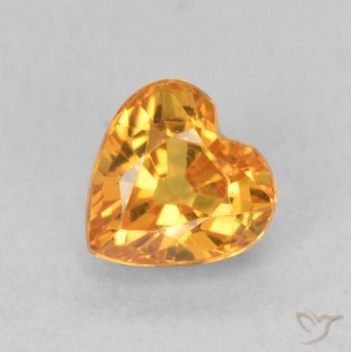 0.61ct Натуральный Золотой Сапфир, Сердце, Чистота VS