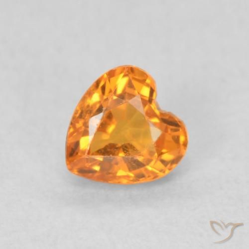 0.38ct Натуральный Абрикос Апельсин Сапфир, Сердце, Чистота VS