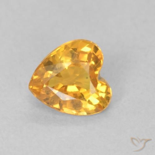 0.47ct Натуральный Темно-золотой апельсин Сапфир, Сердце, VVS-VS
