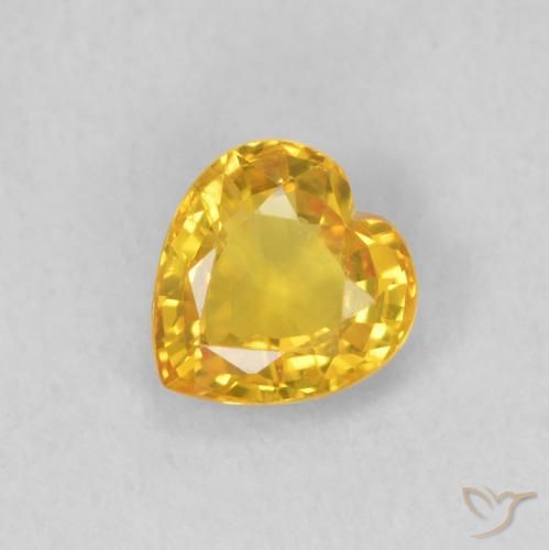 0.43ct Натуральный Золотой Сапфир, Сердце, Чистота VS