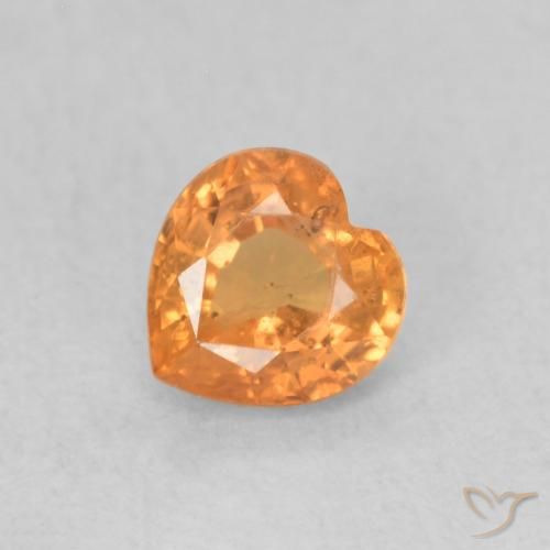 0.48ct Натуральный Ярко-оранжевый Сапфир, Сердце, Чистота VS