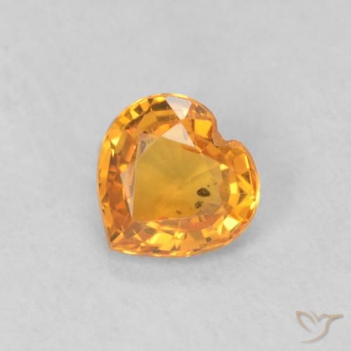 0.40ct Натуральный Интенсивный апельсин Сапфир, Сердце, Чистота VS