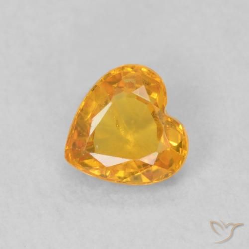 0.48ct Натуральный Абрикос Апельсин Сапфир, Сердце, Чистота VS
