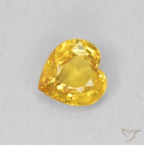 0.41ct Натуральный Золотой Сапфир, Сердце, Чистота VS