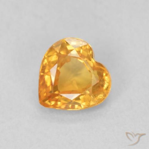 0.47ct Натуральный Оранжево-золотой Сапфир, Сердце, Чистота VS