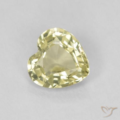 0.72ct Натуральный Светло-зеленовато-желтый Сапфир, Сердце, VVS-VS